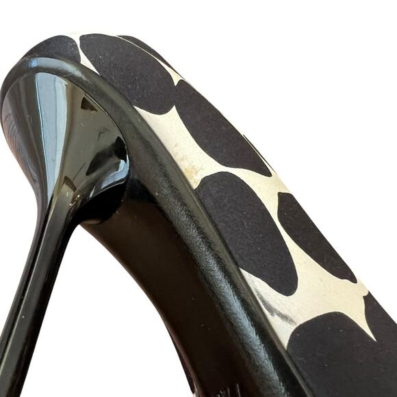 Gucci Women’s Black White Dot Cow Print Silver Bit Open Toe Pump Heels Size 7.5 - Picture 12 of 13